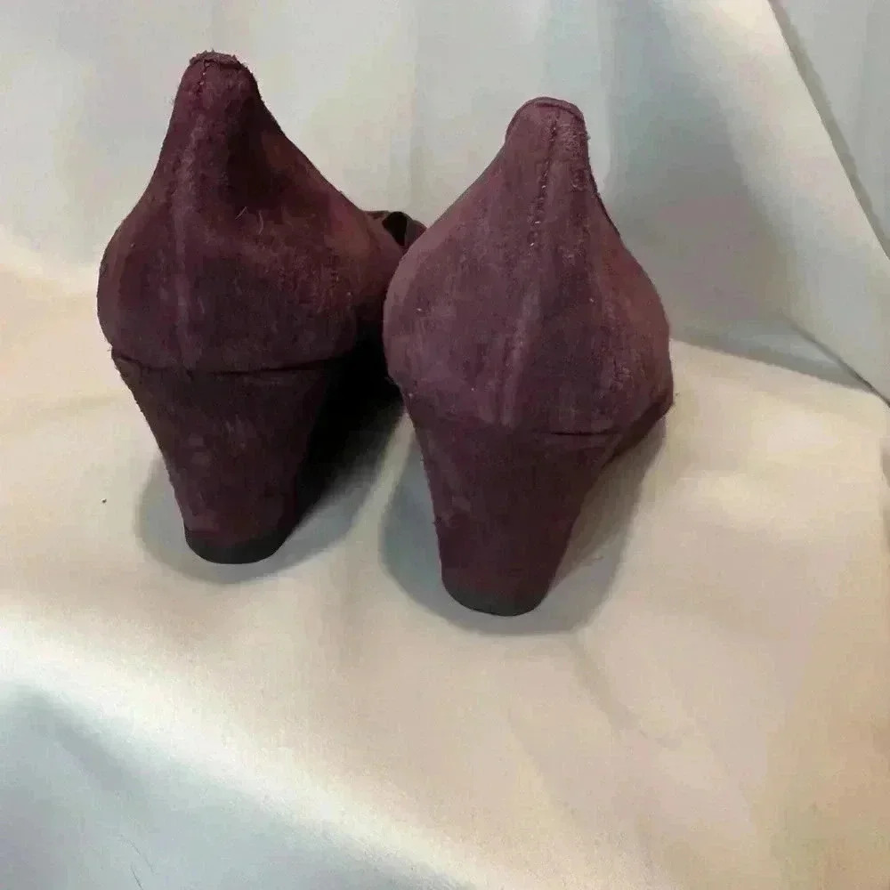 MARKON Quarry Purple Suede Leather Wedge Heels Shoes 7W - Picture 3 of 5